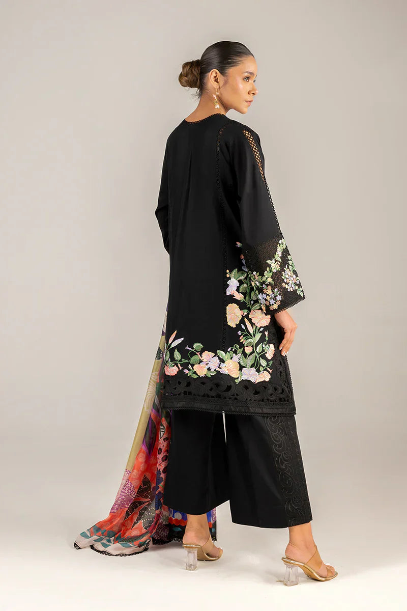 3 Piece Stitched Chikankari Embroidery Suit - Ready To Wear