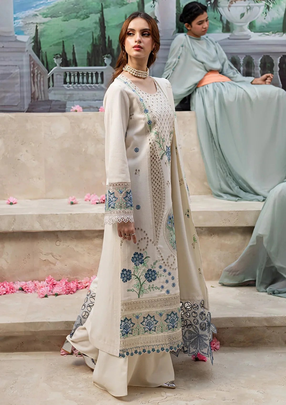 3 Piece Stitched Chikankari Dress - Ready To Wear