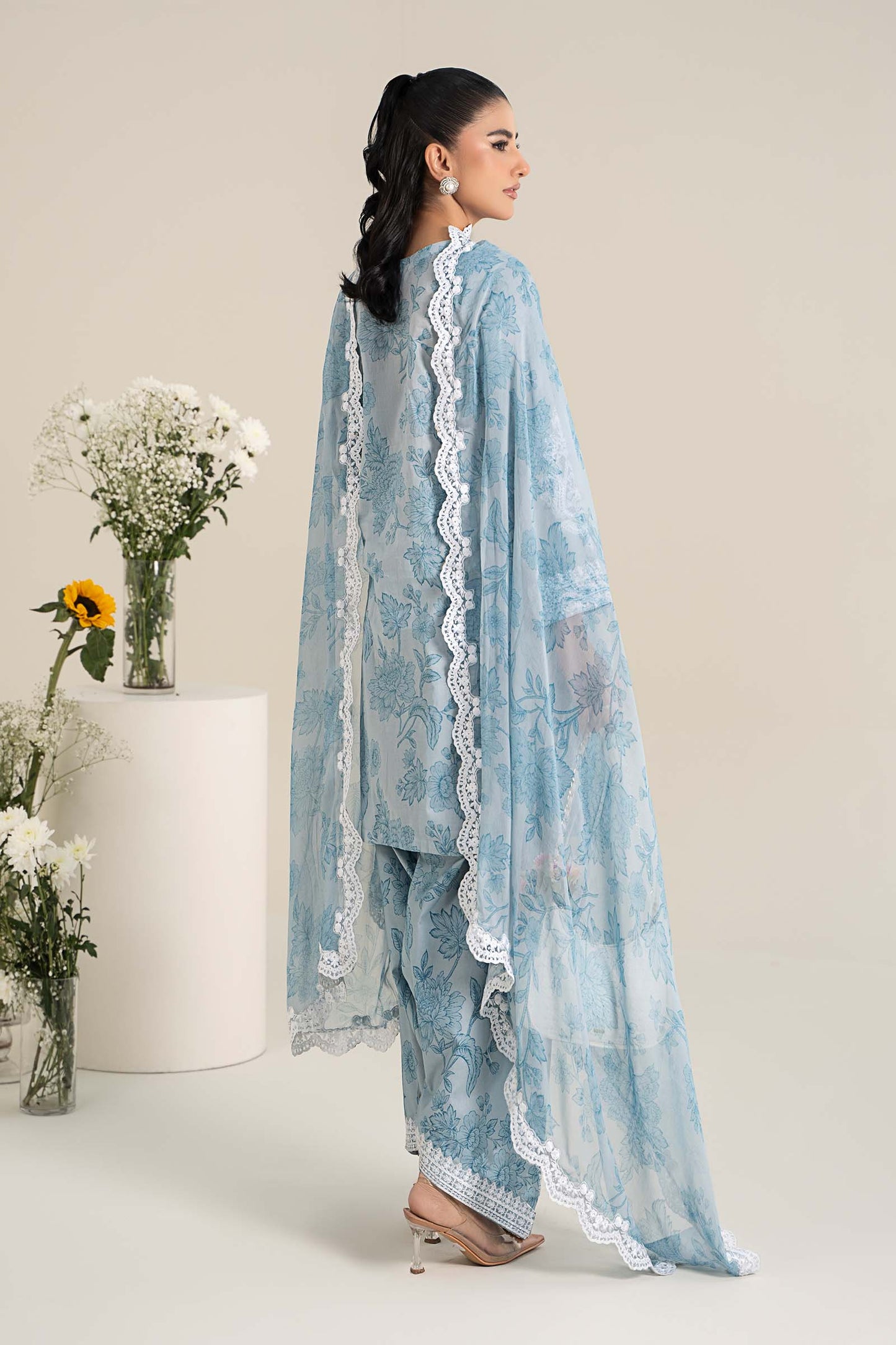 Stitched 3-Piece Lawn Suit – Blue Elegance