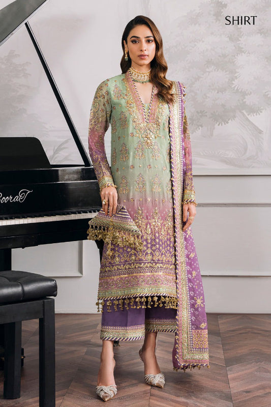 3 Piece Chiffon Stitched Suit with Silk Trouser - Ready To Wear