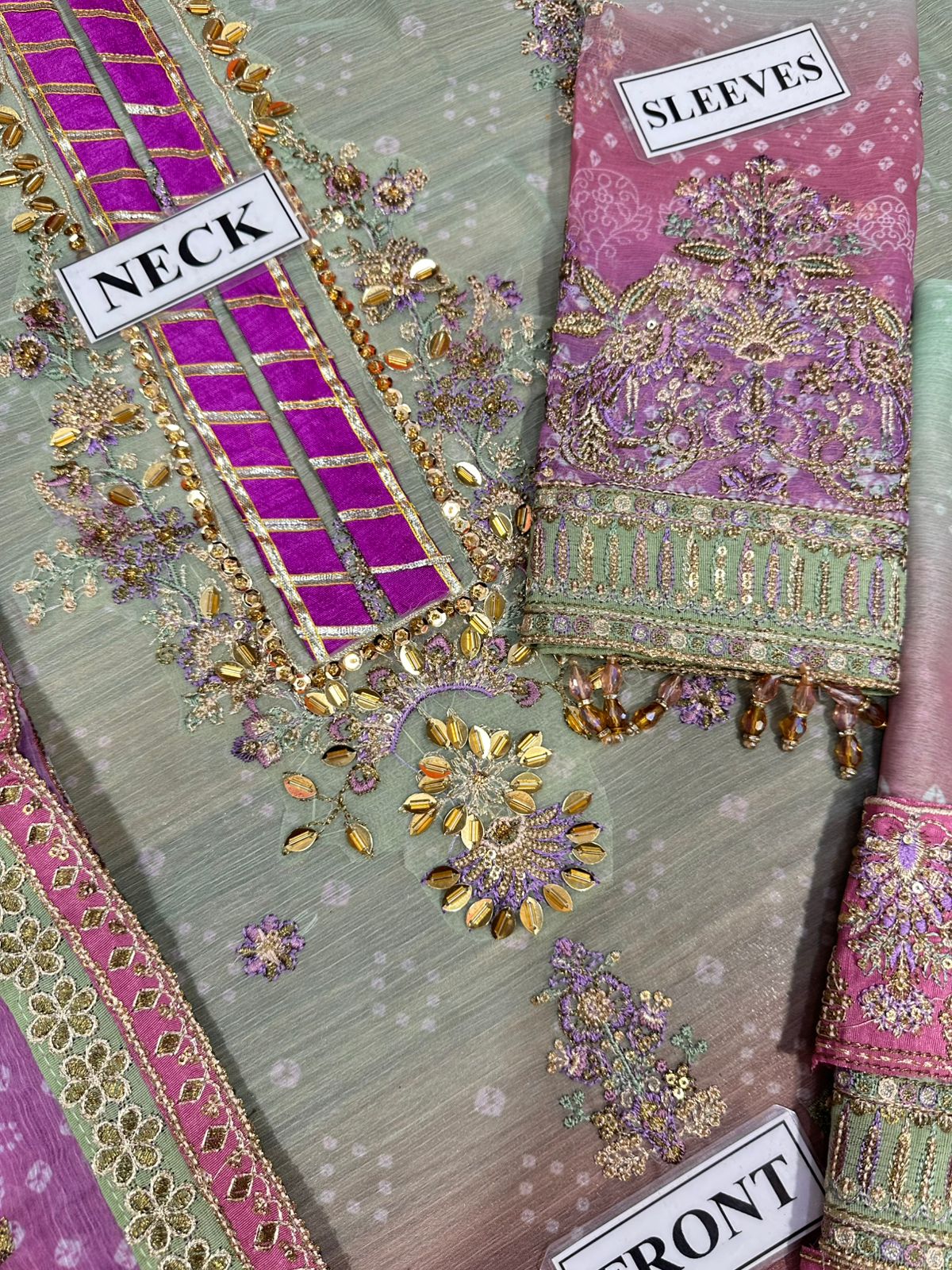 3 Piece Chiffon Stitched Suit with Silk Trouser - Ready To Wear