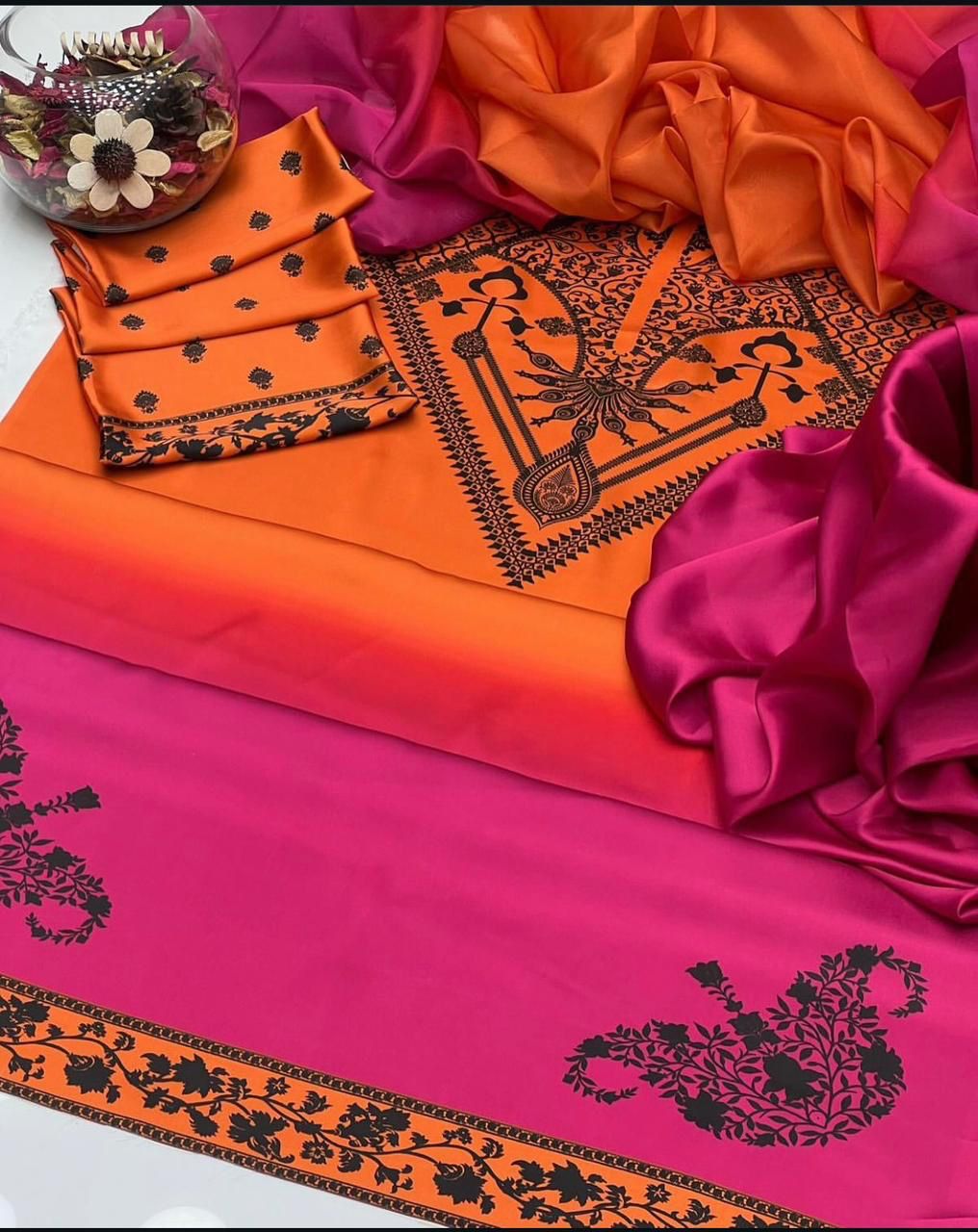 3 Piece Silk Stitched Suit - Ready To Wear