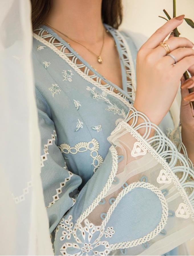 3 Piece Stitched Lawn Suit - Ready To Wear