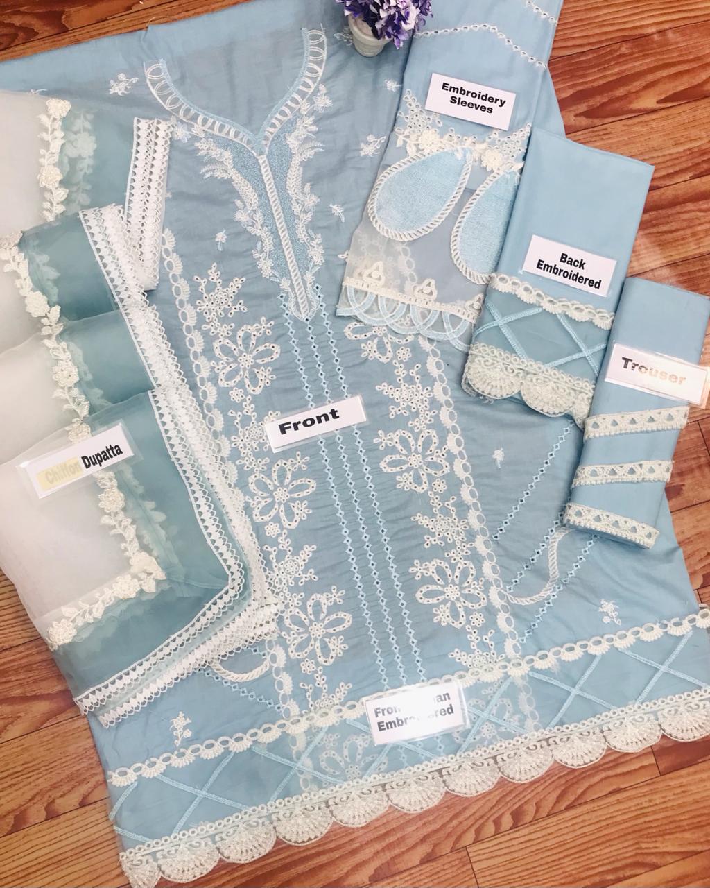 3 Piece Stitched Lawn Suit - Ready To Wear