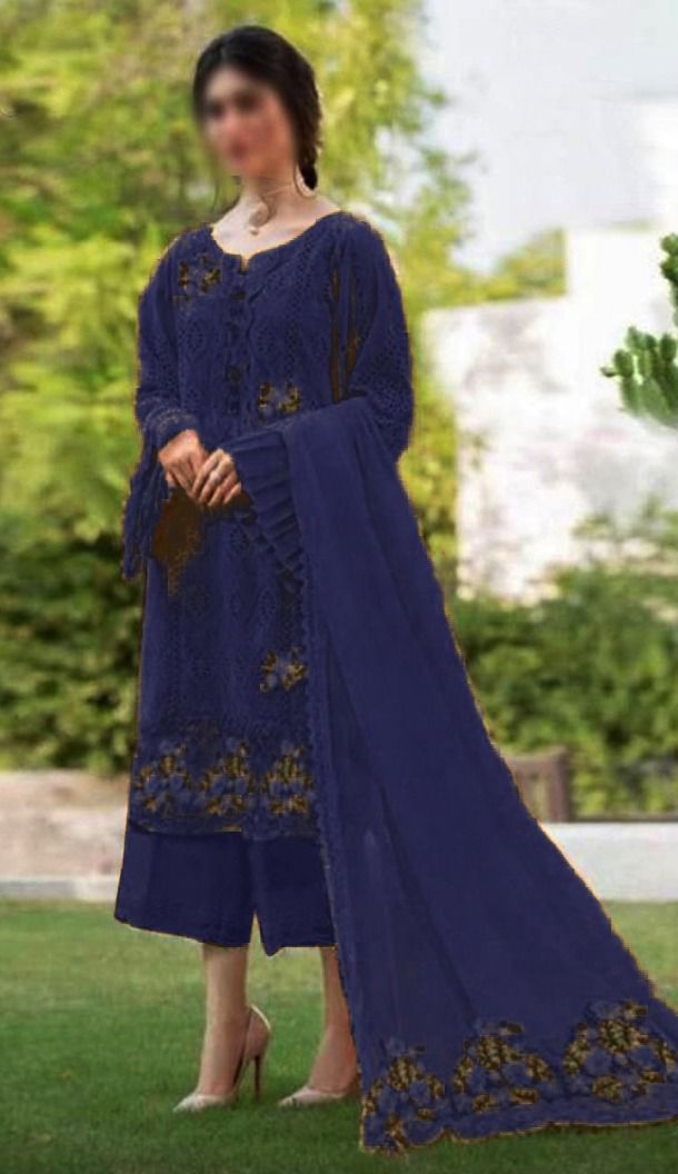 3 Piece Stitched Chikankari Suit - Ready To Wear