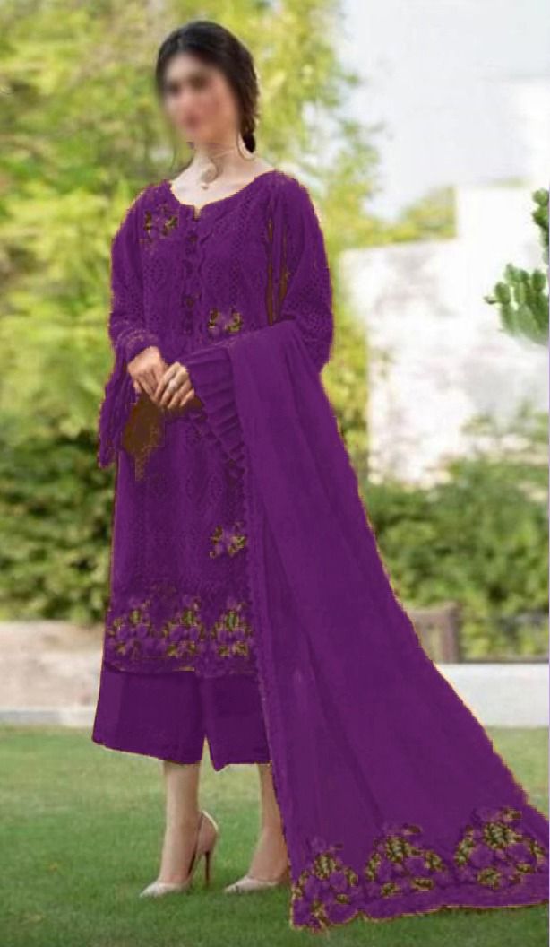 3 Piece Stitched Chikankari Suit - Ready To Wear