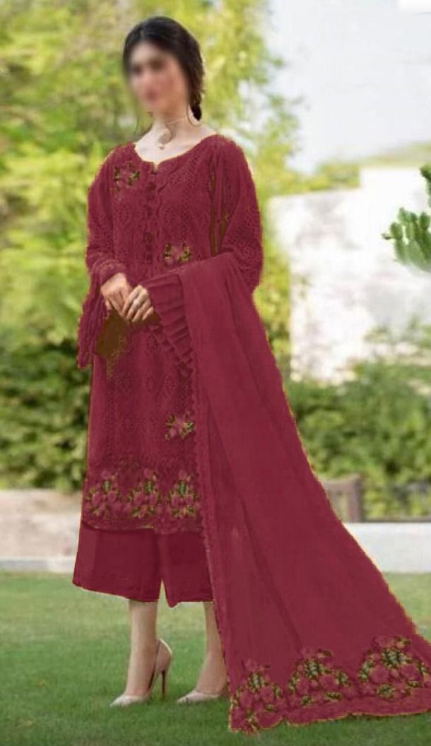 3 Piece Stitched Chikankari Suit - Ready To Wear