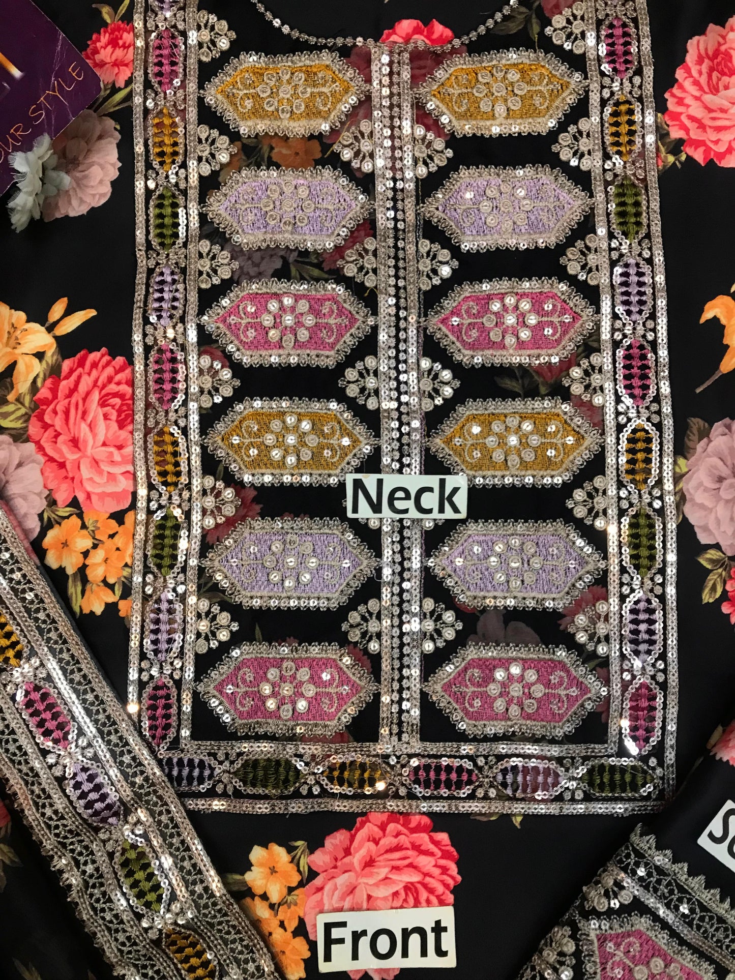 3 Piece Stitched Embroidery Silk Suit - Ready To Wear