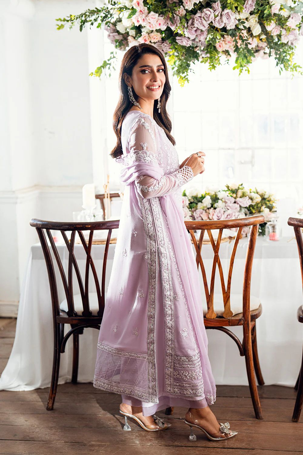 3 Piece Stitched Organza Embroidery Dress - Ready To Wear