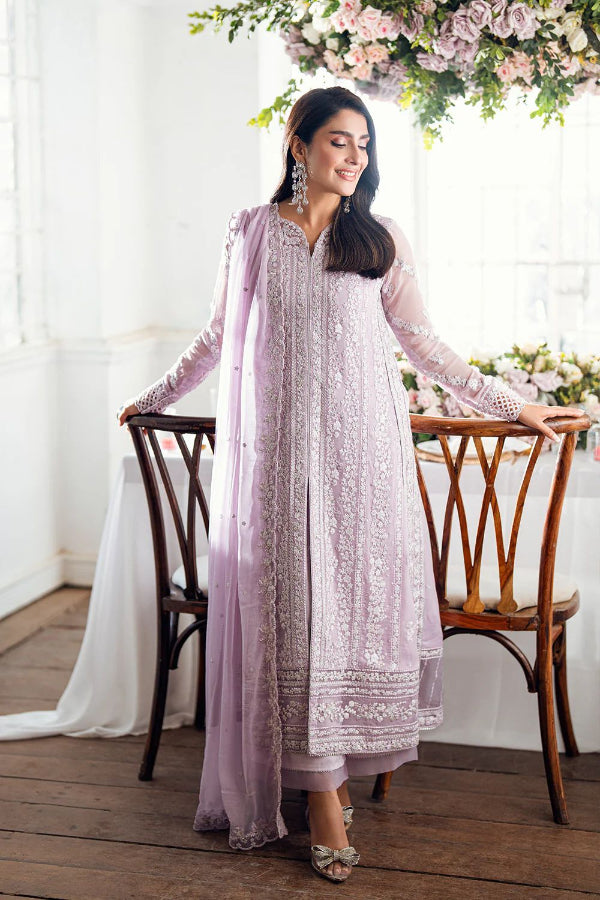 3 Piece Stitched Organza Embroidery Dress - Ready To Wear