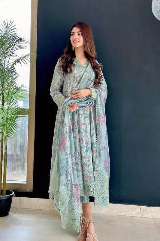 3 Piece Stitched Dhanak Suit - Ready To Wear