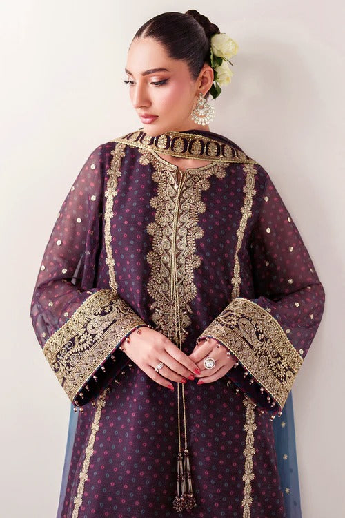 3 Piece Stitched Chiffon Embroidery Dress - Ready To Wear
