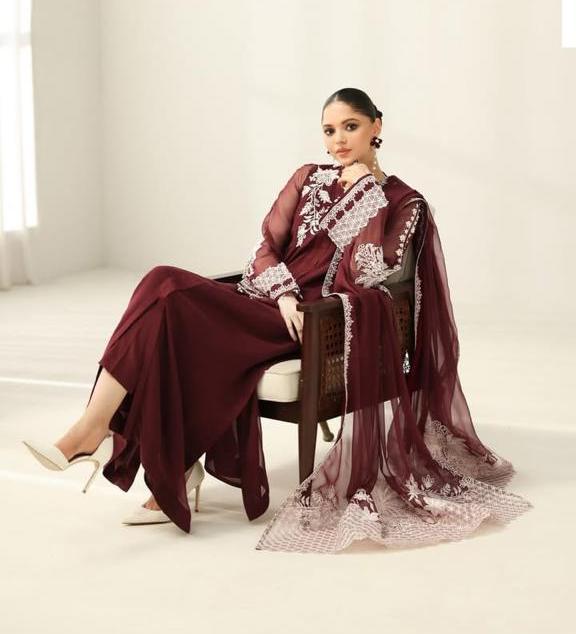 3 Piece Luxury Chiffon Dress - Ready To Wear