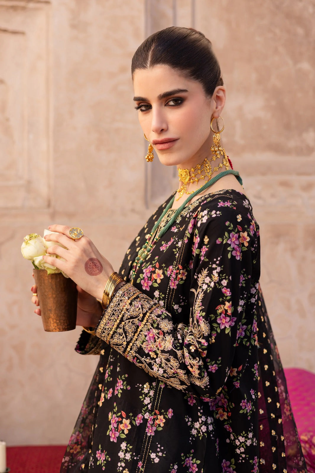 3 Piece Stitched Silk Dress - Ready To Wear