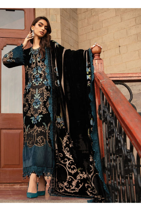 3 Piece Stitched Embroidery Velvet Dress - Ready To Wear