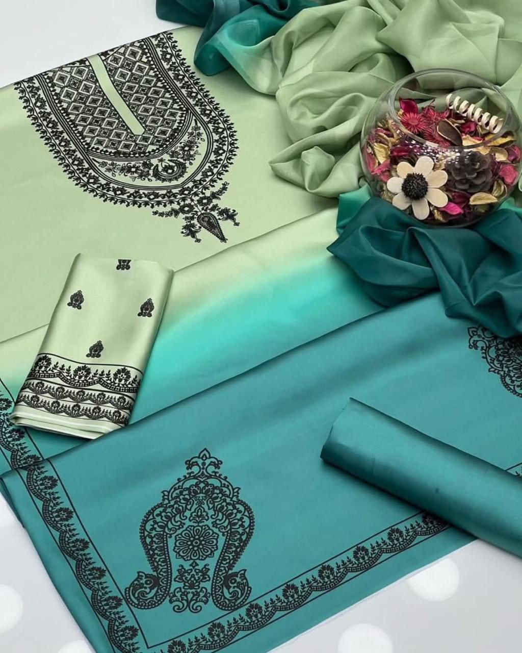 3 Piece Silk Stitched Suit - Ready To Wear