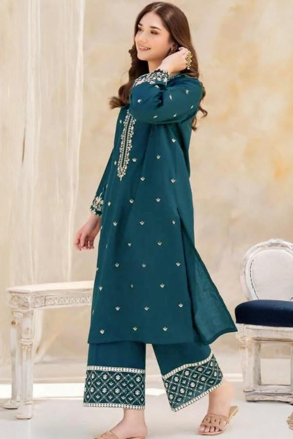 2 Piece Stitched Embroidery Dhanak Dress - Ready To Wear