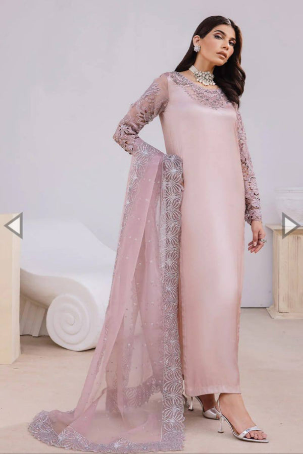 3 Piece Stitched Silk Dress - Ready To Wear