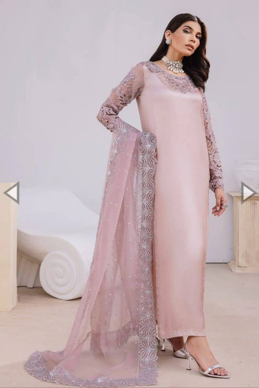 3 Piece Stitched Silk Dress - Ready To Wear