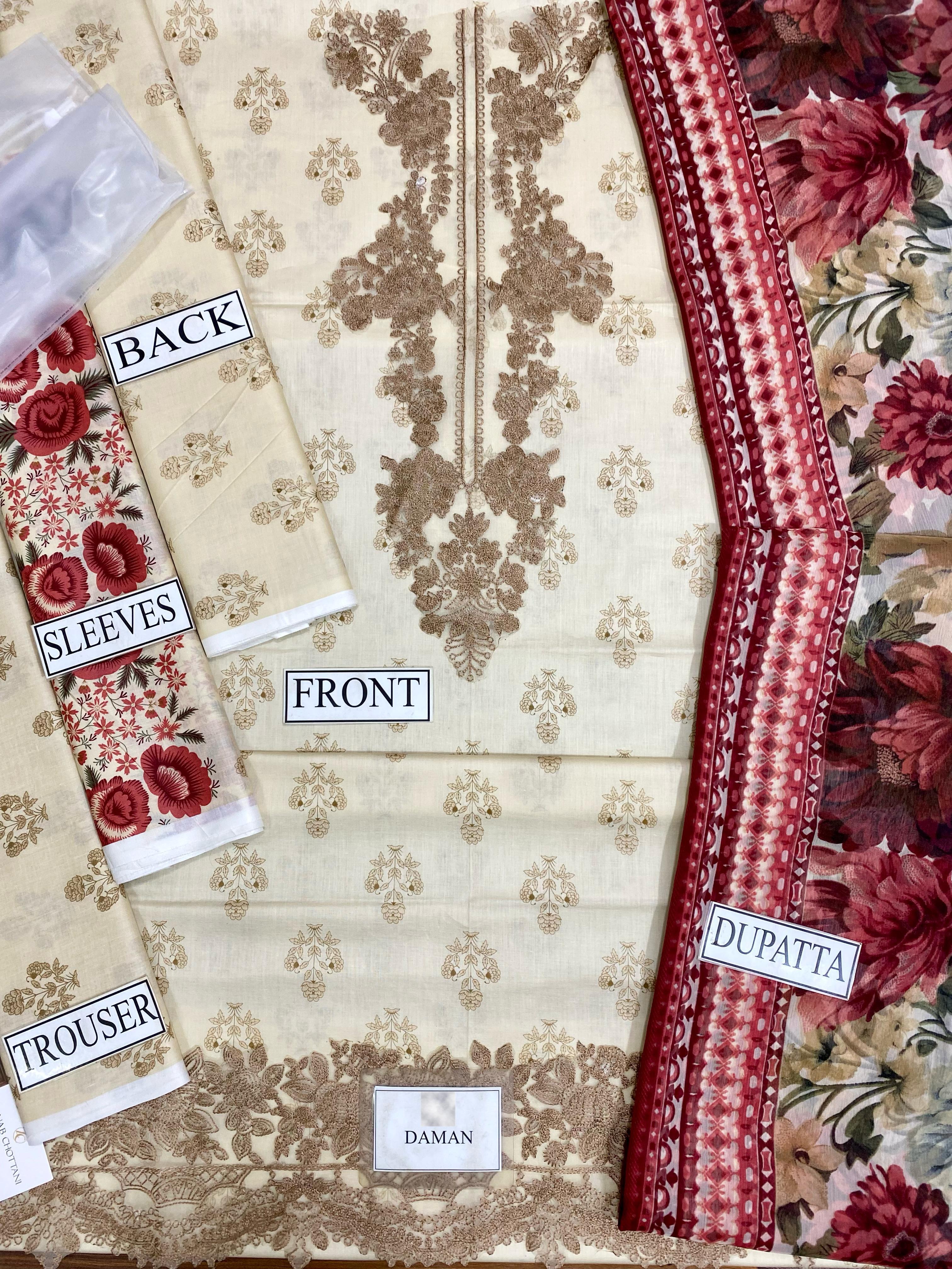 3 Piece Stitched Lawn Suit - Ready To Wear