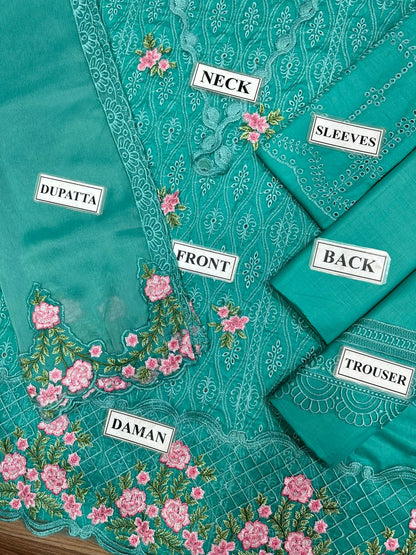 3 Piece Stitched Chikankari Suit - Ready To Wear