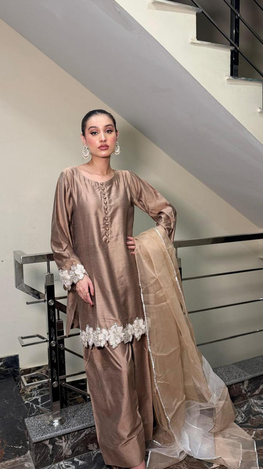 Designer Dress 3-Piece Khaddi Silk Suit