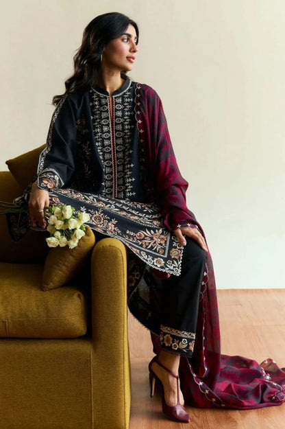 3 Piece Stitched Dhanak Embroidery Suit - Ready To Wear