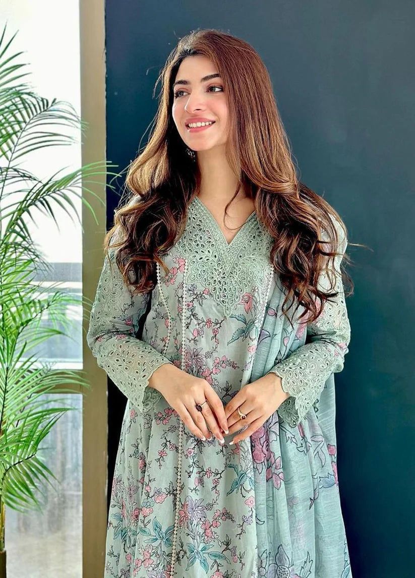 3 Piece Stitched Dhanak Suit - Ready To Wear