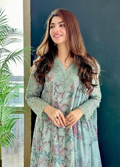 3 Piece Stitched Dhanak Suit - Ready To Wear