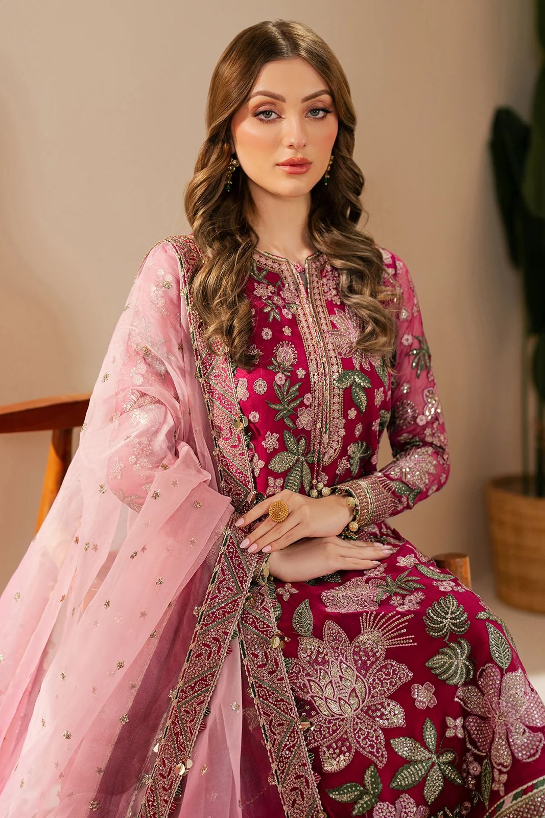 3 Piece Stitched Chiffon Embroidery Dress - Ready To Wear