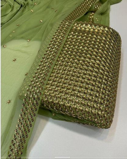 3 Piece Stitched Chiffon Embroidery Dress - Ready To Wear