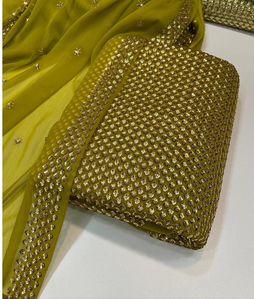 3 Piece Stitched Chiffon Embroidery Dress - Ready To Wear