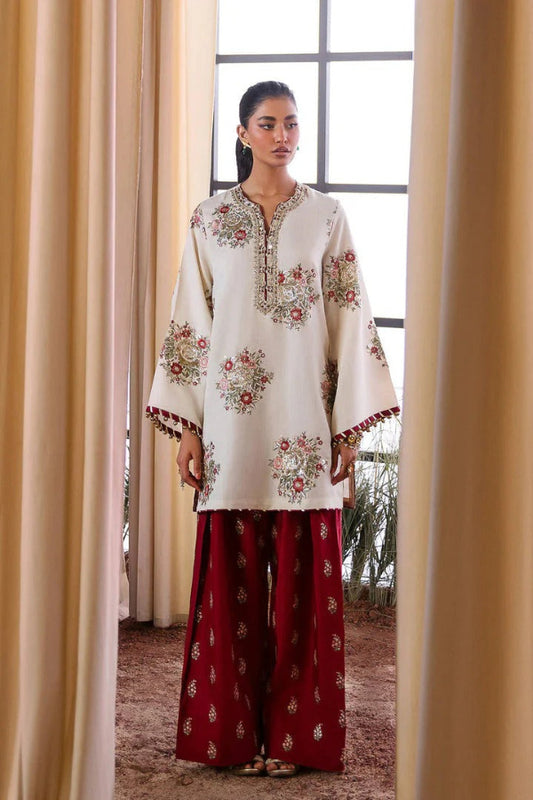 3 Piece Stitched Silk Dress - Ready To Wear