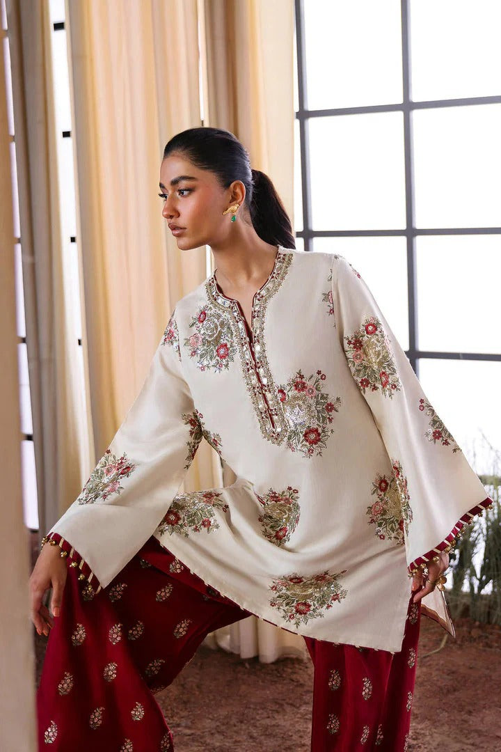 3 Piece Stitched Silk Dress - Ready To Wear