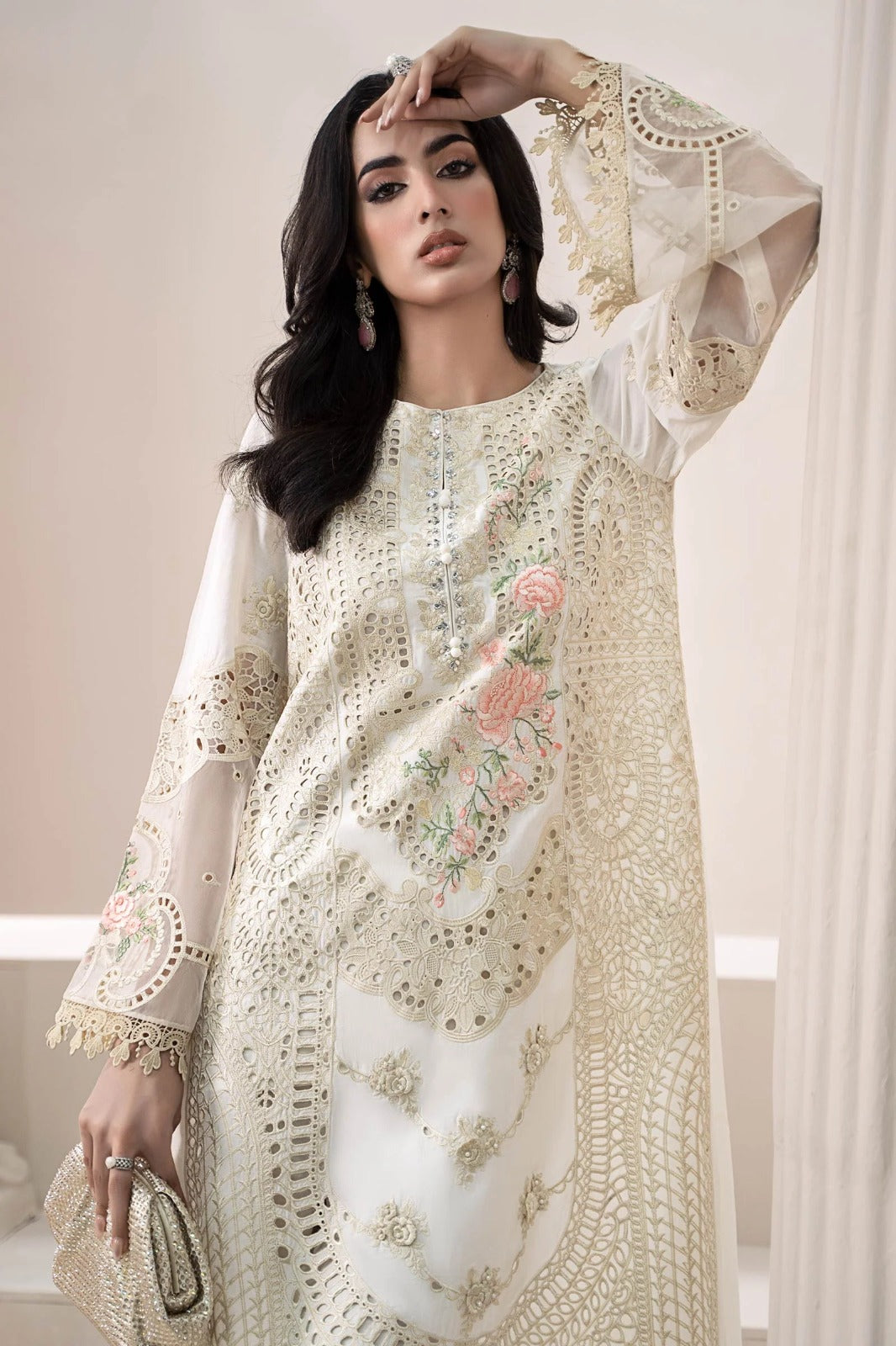 3 Piece Stitched Chikankari Embroidered Dress - Ready To Wear