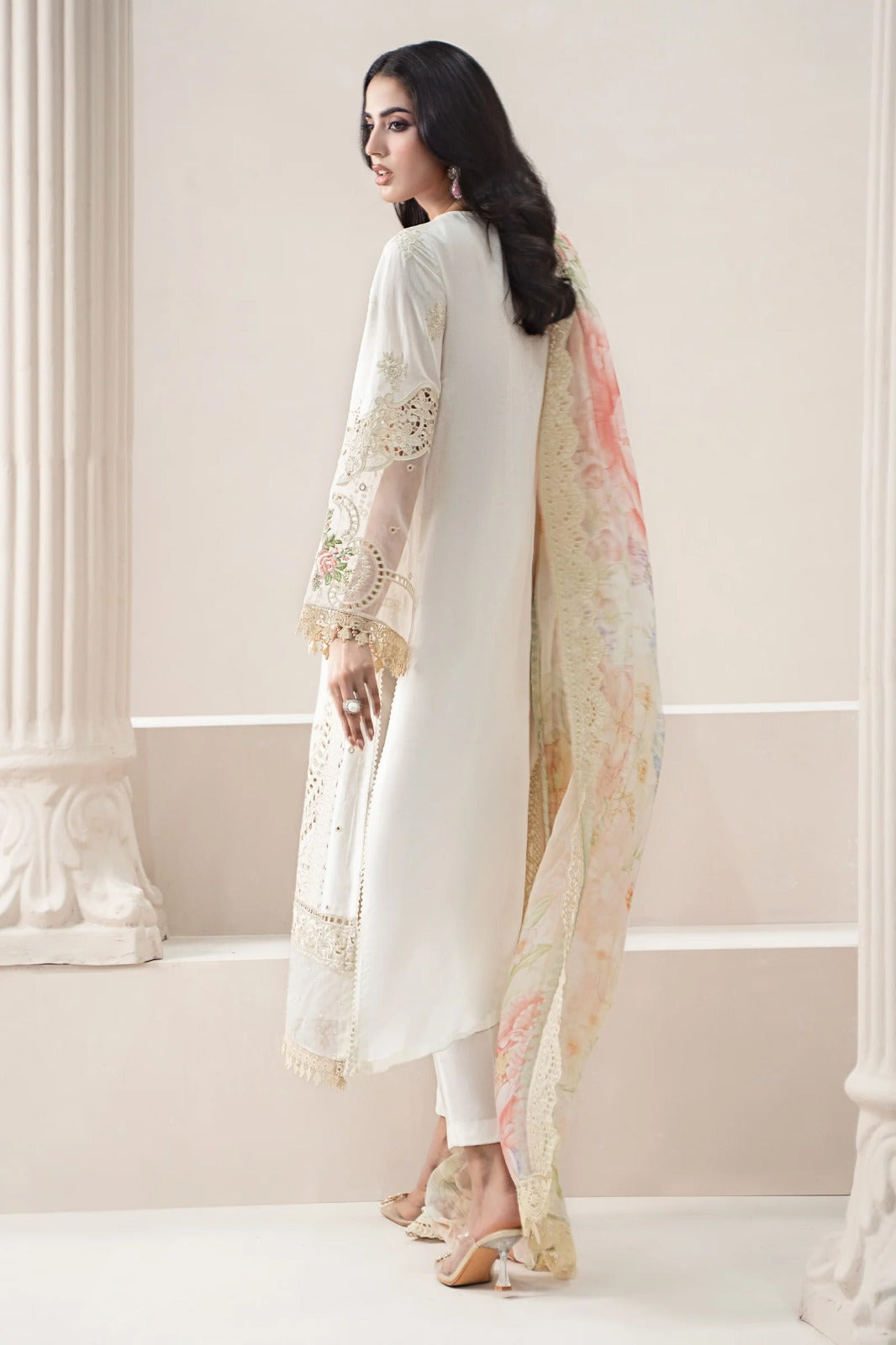 3 Piece Stitched Chikankari Embroidered Dress - Ready To Wear