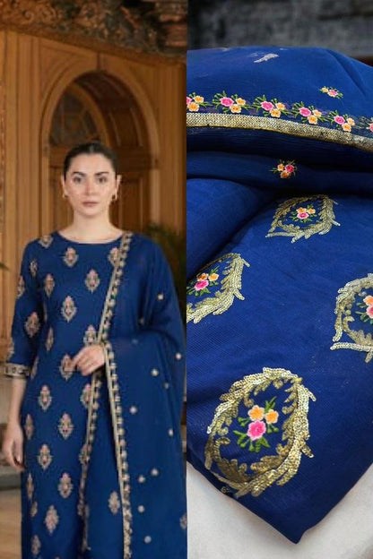 3 Piece Stitched Embroidered Dress - Ready To Wear