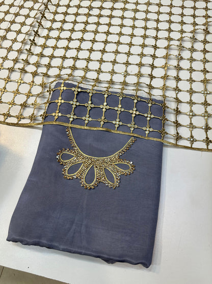 3 Piece Stitched Silk Dress - Ready To Wear