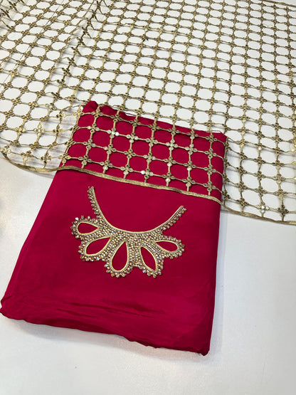 3 Piece Stitched Silk Dress - Ready To Wear