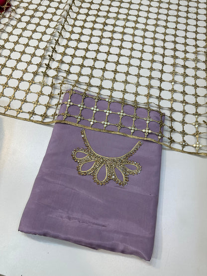 3 Piece Stitched Silk Dress - Ready To Wear