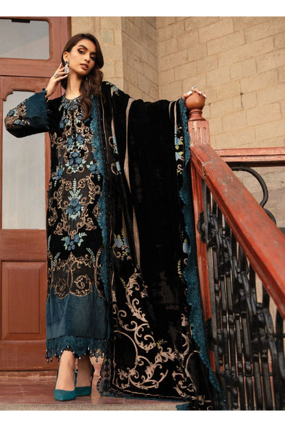 3 Piece Stitched Embroidery Velvet Dress - Ready To Wear
