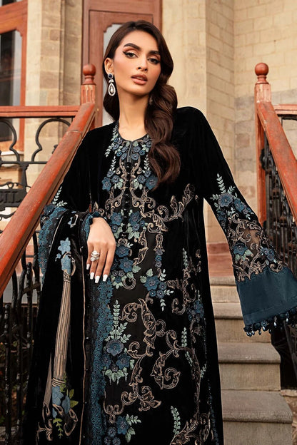 3 Piece Stitched Embroidery Velvet Dress - Ready To Wear