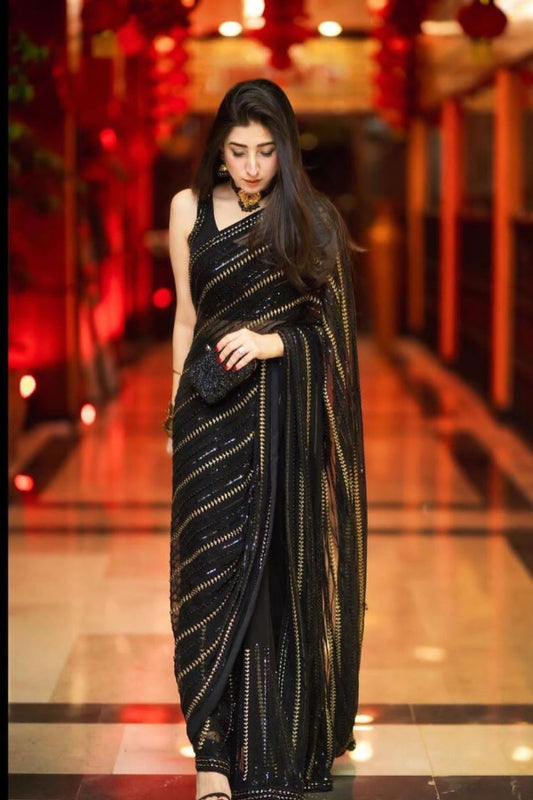 Stitched Chiffon Saare - Ready To Wear