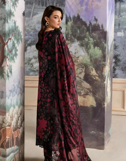 3 Piece Stitched Lawn Embroidery Dress - Ready To Wear