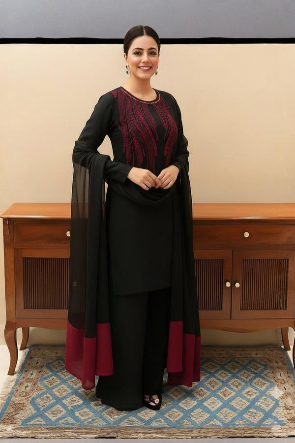 3 Piece Stitched Silk Dress - Ready To Wear