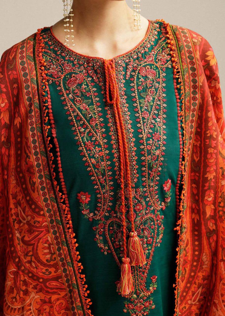 3 Piece Stitched Embroidered Dhanak Dress - Ready To Wear