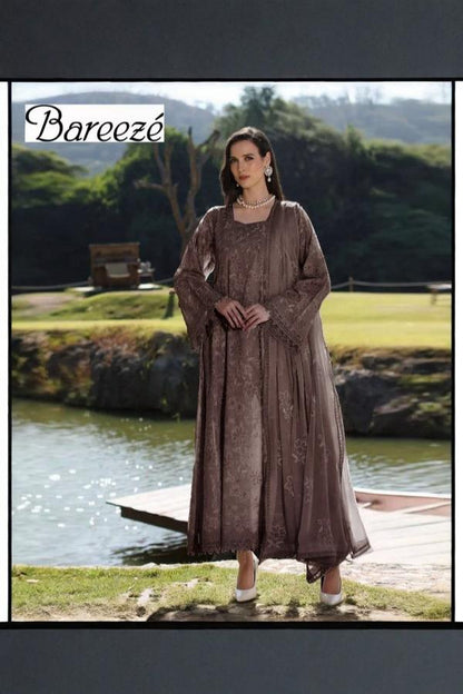 3 Piece Stitched Embroidered Dress - Ready To Wear