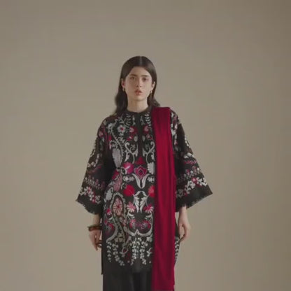 3 Piece Stitched Dhanak Dress - Ready To Wear