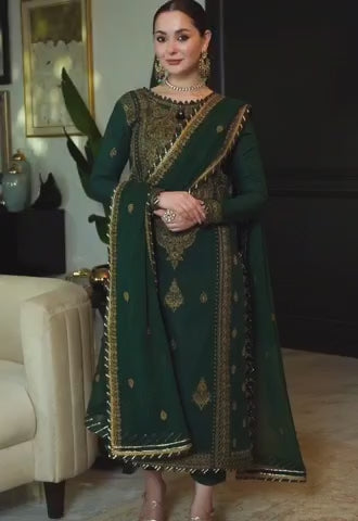 3 Piece Stitched Chiffon Embroidery Dress - Ready To Wear