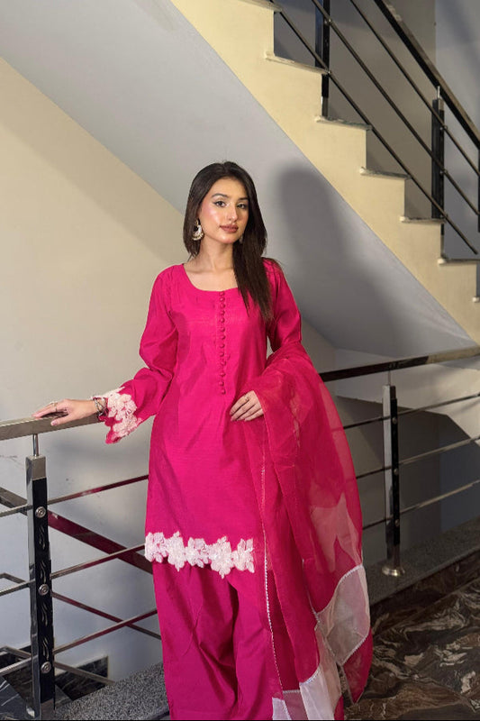 Designer Dress 3-Piece Khaddi Silk Suit